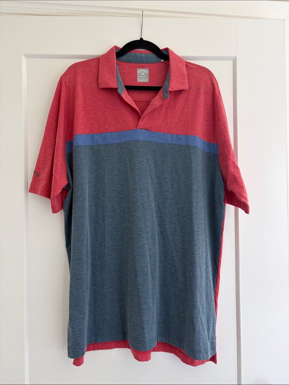 Callaway Red, Blue and Gray Colorblock Polo